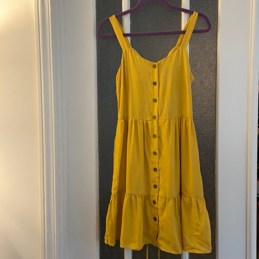 Kori America mustard dress w tie back